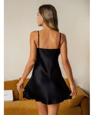 Women's Pure Silk Adjustable Spaghetti Strap Nightgown Slip Dress