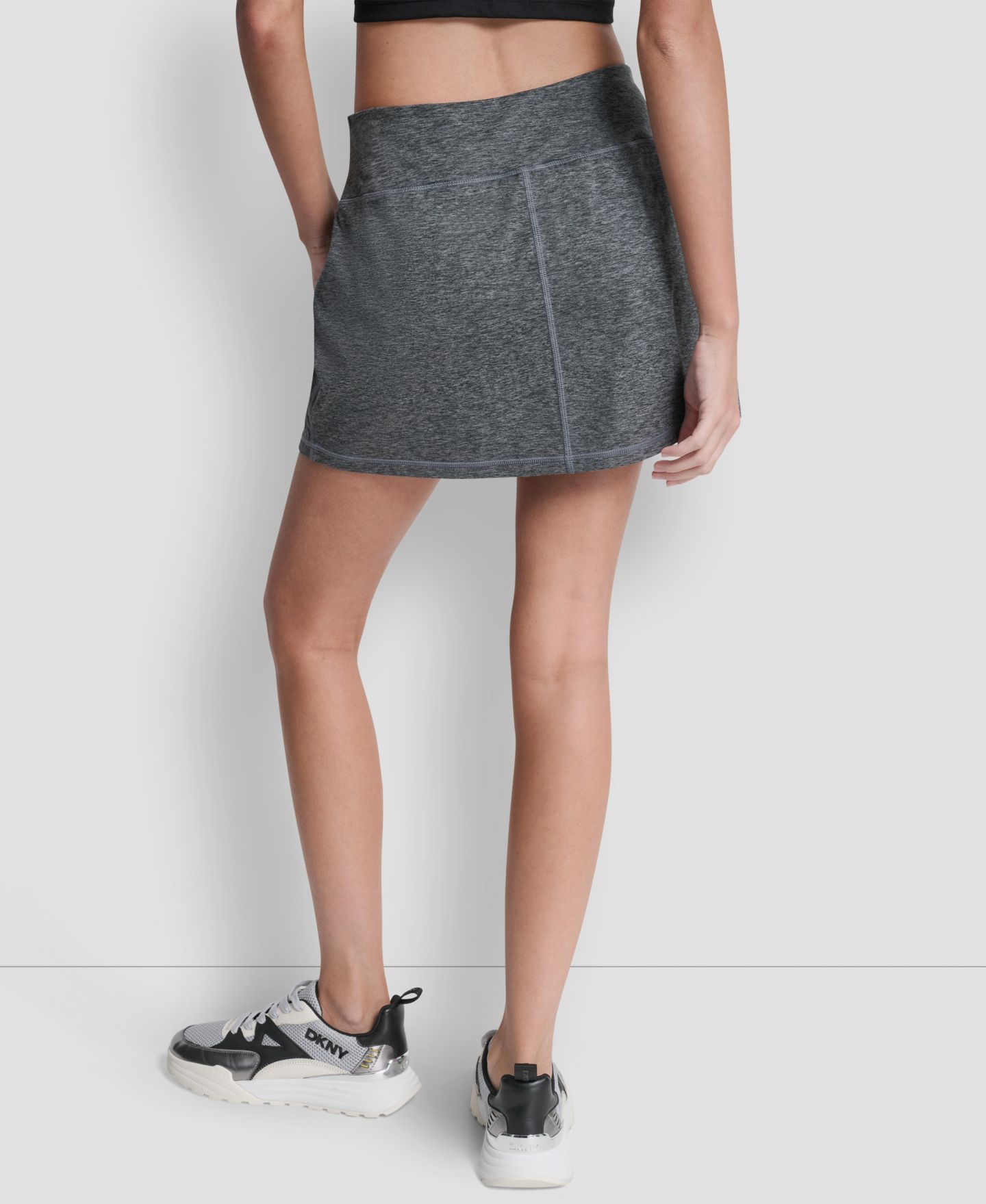 Женская юбка-шорты DKNY Space-Dye Pull-On Bike Skort, цвет: Чёрный — фото 4
