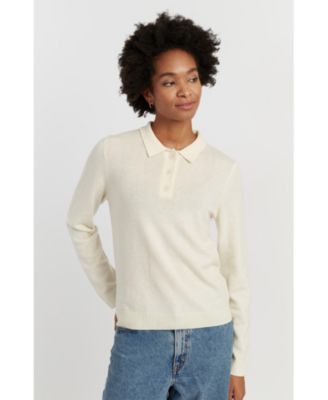 Women's Wool-Cashmere Knit Polo Sweater
