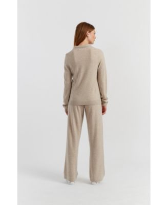 Women's Wool-Cashmere Knit Polo Sweater