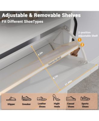 2-Drawer Flip Shoe Cabinet with Bench, Rustic Brown, Hidden Storage & Hooks for Entryway or Living Room.