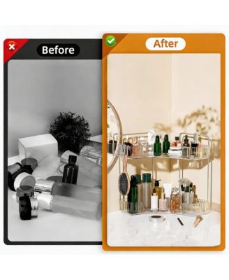 2 Tier Bathroom Organizer with Hooks for Makeup and Skincare