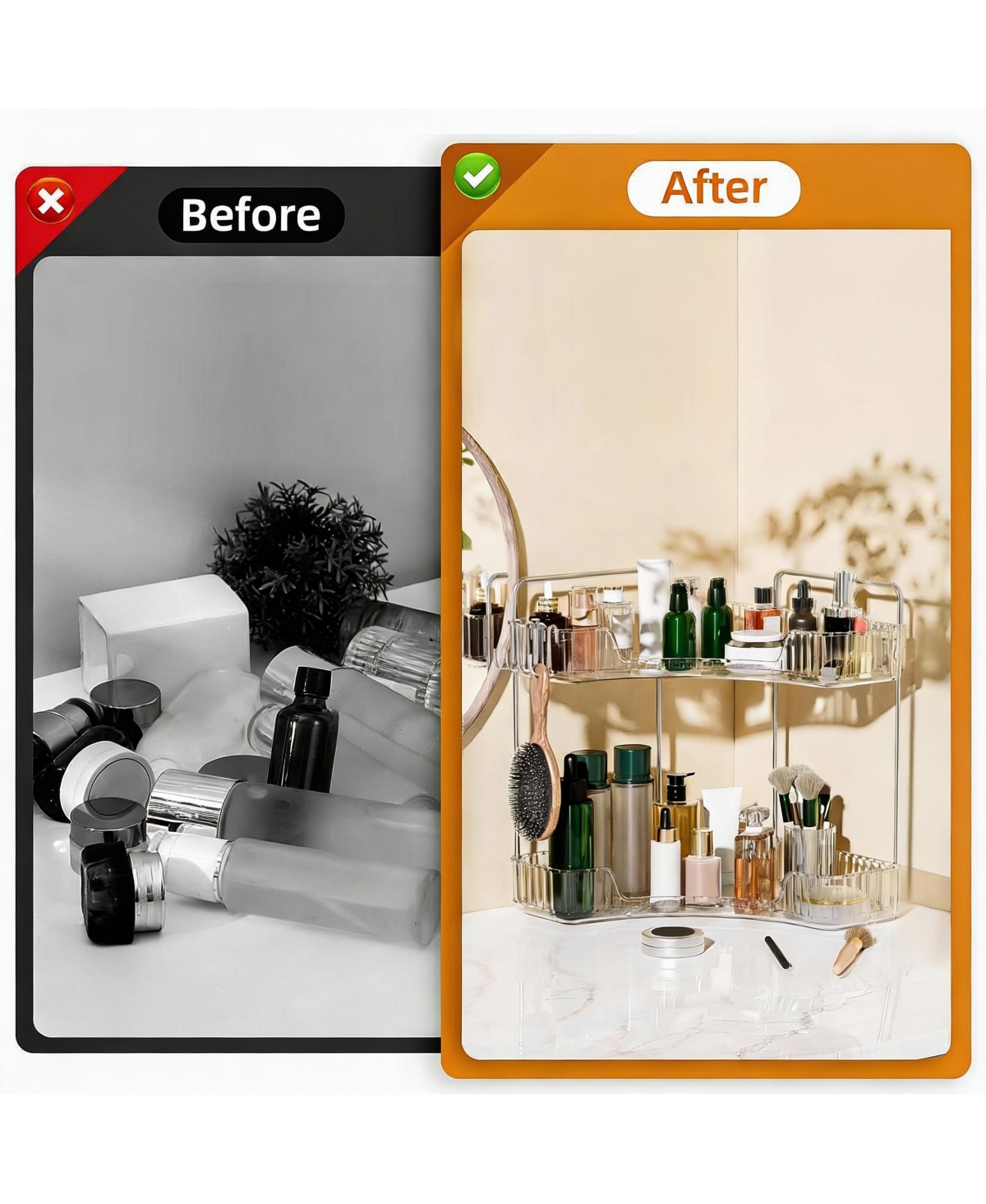 Yigii 2 Tier Bathroom Organizer with Hooks for Makeup and Skincare