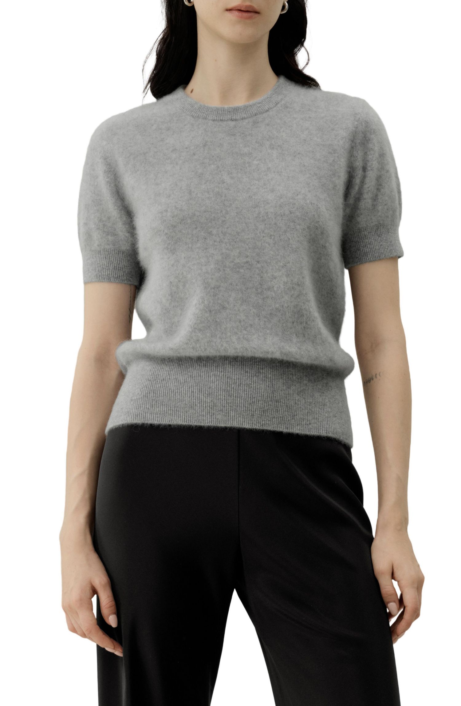 Women's Brushed Cashmere Short-Sleeve Sweater