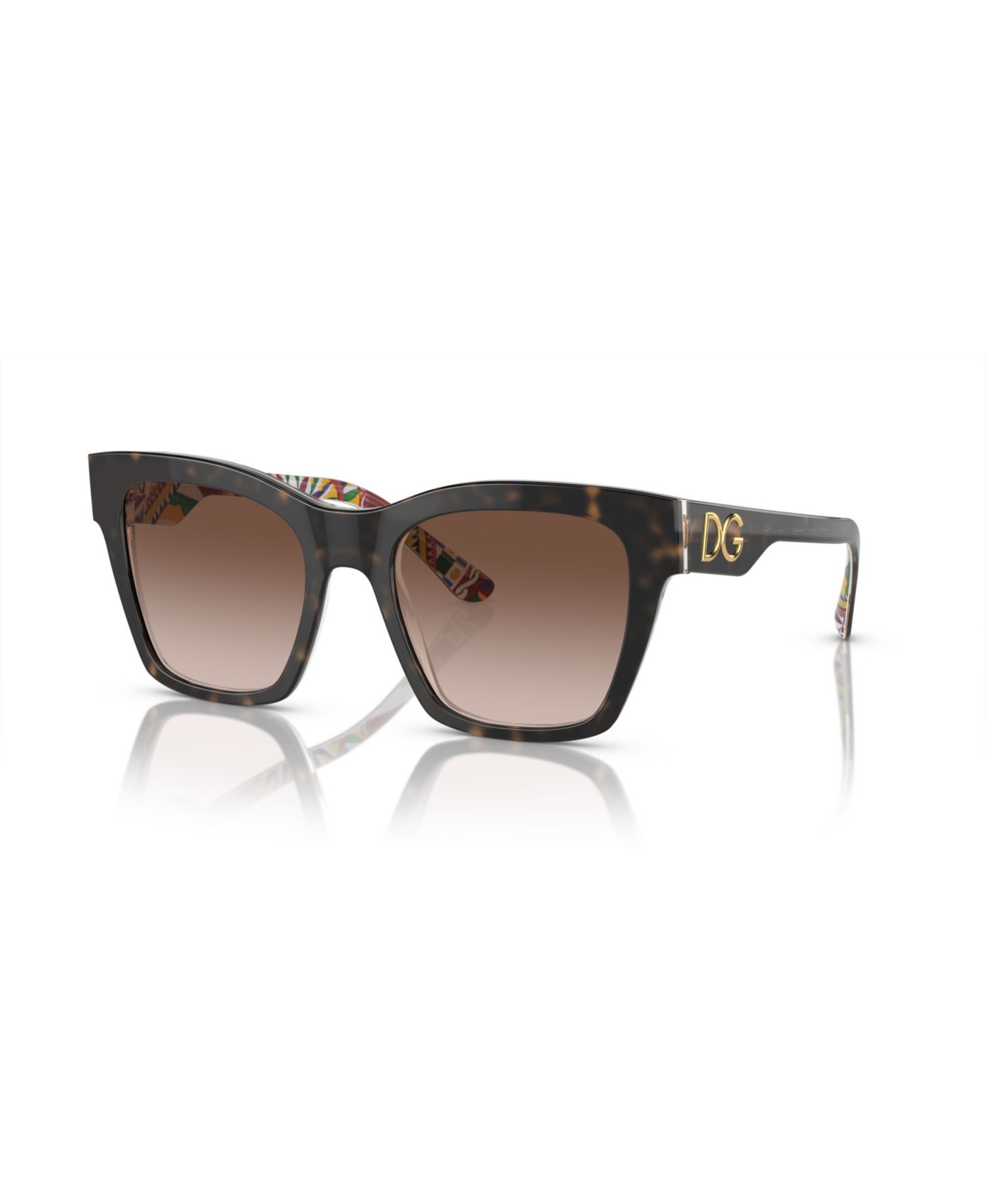 Женские квадратные солнцезащитные очки Dolce&Gabbana DG4384, цвет: Гавана белый — фото 1