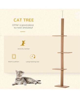 89.75" - 102.25" Tall Floor-to-Ceiling Cat Tree with Scratching Posts
