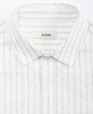 Men's Cotton Textured-Stripe Short-Sleeve Shirt