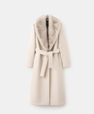 Women's Fur Collar Manteco Wool Coat