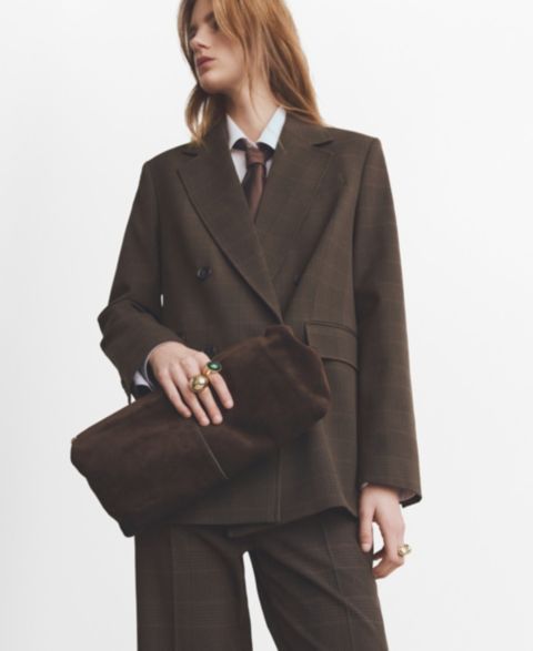 Женские куртки MANGO Women's Double-Breasted Check Suit Jacket