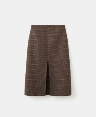 Women's Wool-Blend Check Midi Skirt