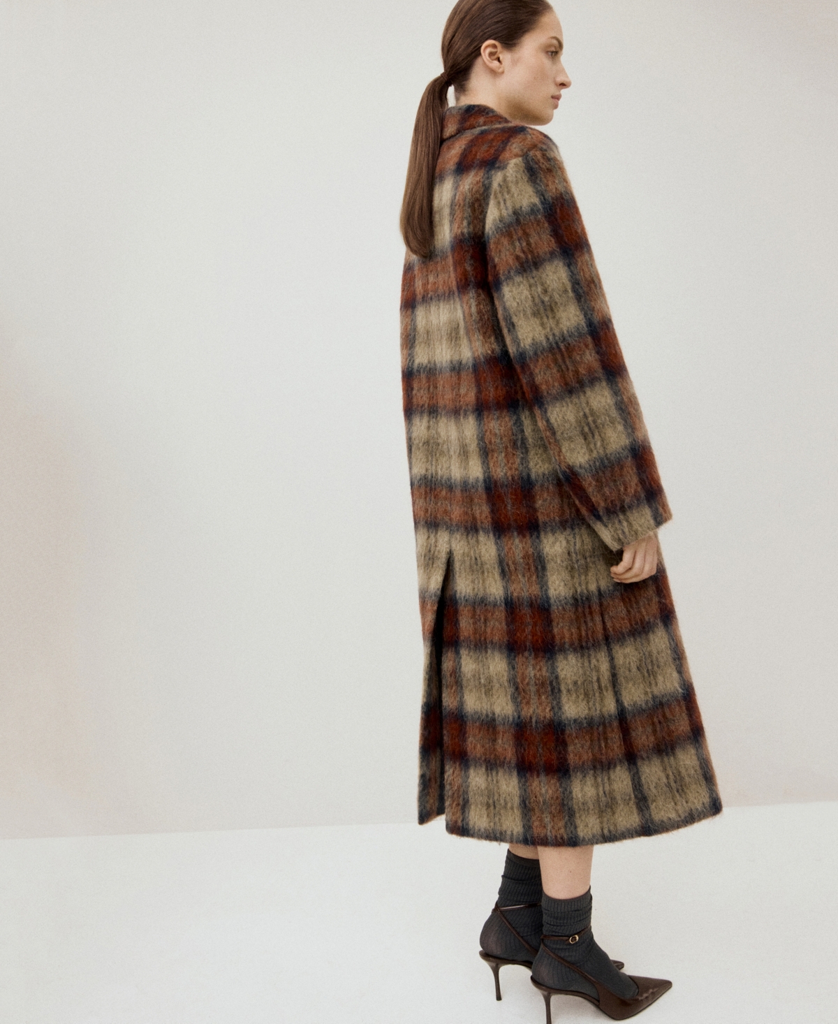Mango Women's Wool-Blend Check Coat