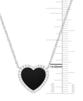 Jade (12mm) and Lab-Grown White Sapphire (0.04 ct. t.w.) Heart Pendant Necklace in Sterling Silver (Also Available in Onyx)