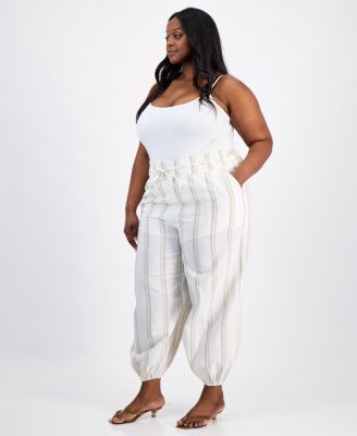 Trendy Plus Size Striped Jogger Pants