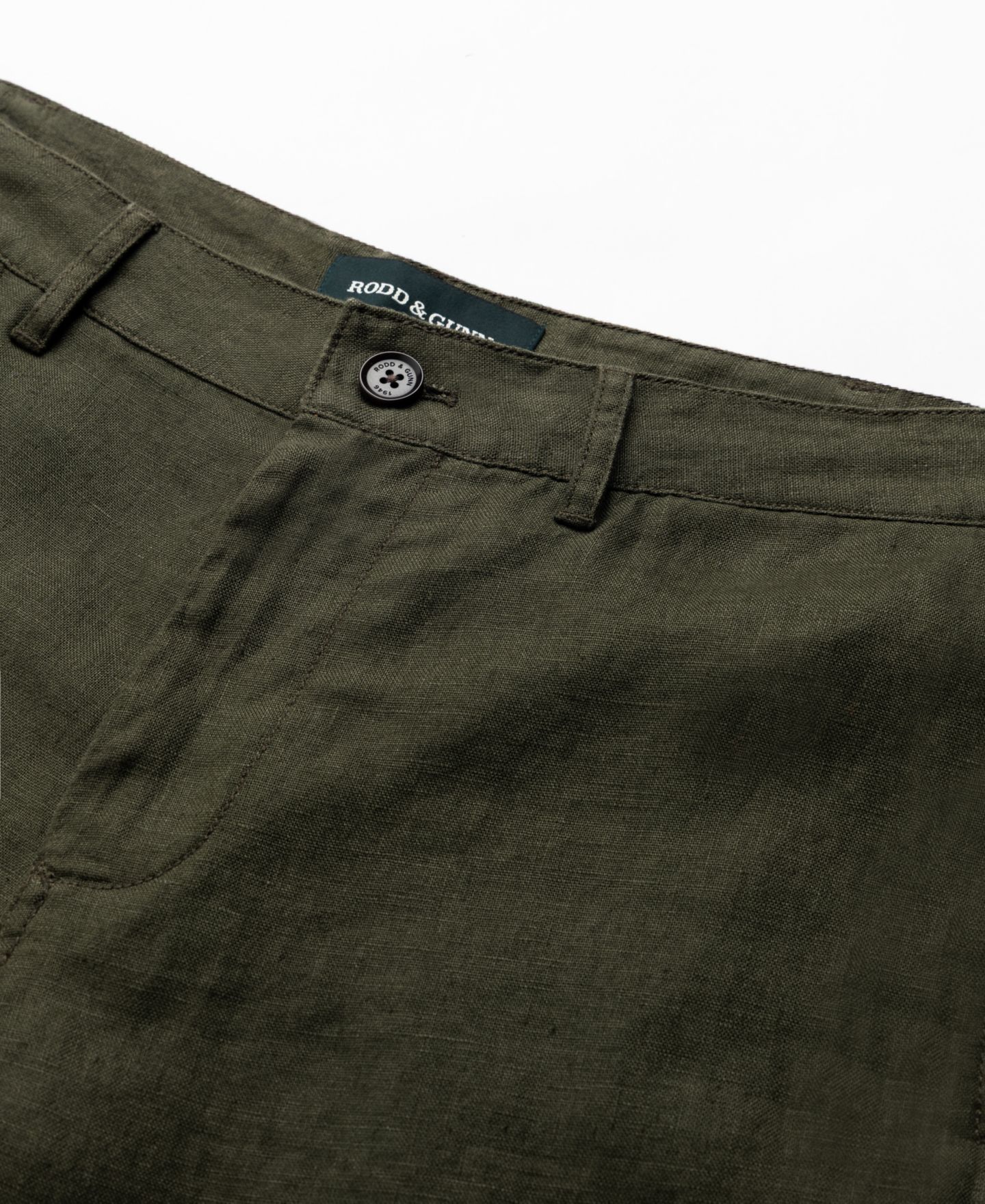 Мужские шорты Rodd & Gunn Longbeach 8" Linen Short, цвет: Тёмный оливковый — фото 3