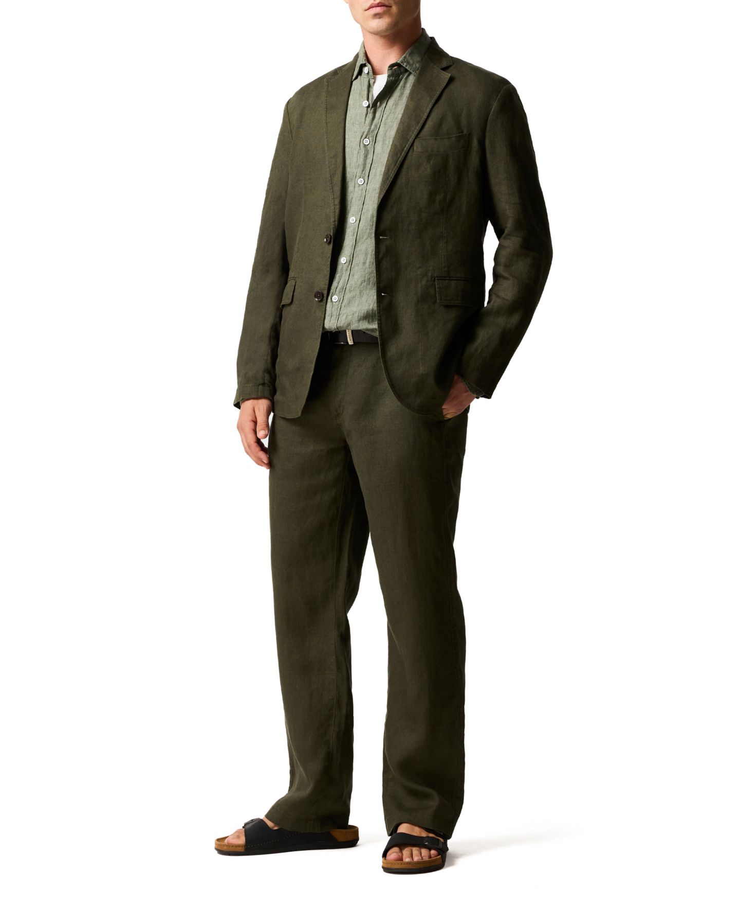Мужские брюки Rodd & Gunn Spencer Bay Linen, цвет: Тёмный оливковый — фото 3
