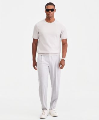 Men's Oversized Piqu&eacute; Knit Short-Sleeve Sweater