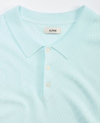 Men's Basketweave Short-Sleeve Polo Sweater