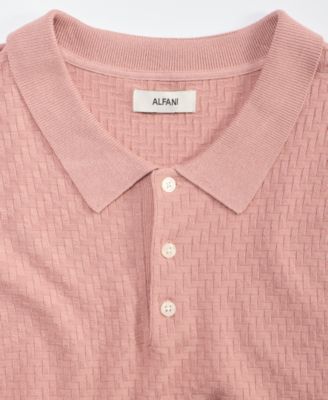 Men's Basketweave Short-Sleeve Polo Sweater