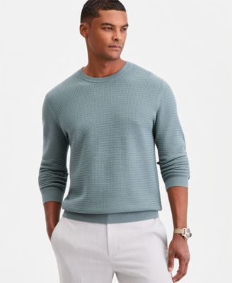 Men's Cotton Textured Crewneck Long-Sleeve Sweater