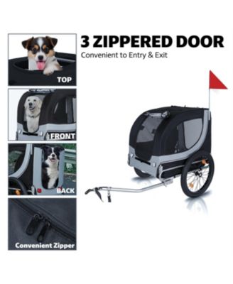  Large Folding Bike Trailer for Dogs with 100LB Capacity in Grey