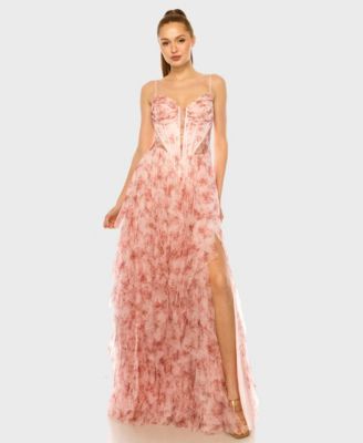 Juniors' Spaghetti Strap Sweetheart Neck Ball Gown