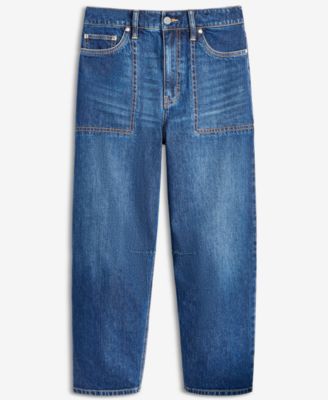 Women's Utility-Pocket Cropped Barrel-Leg Jeans