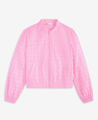Girls' 5-20 Cotton Eyelet Bomber Jacket