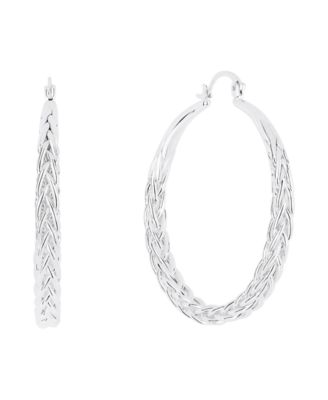 And Now This Braided Click Top Hoop Earrings - Fine Silver Plated 12$