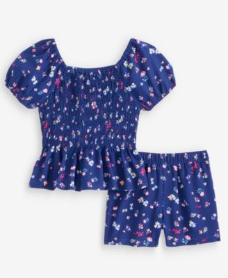 Girls' 12M-5T Floral-Print Top & Shorts, 2-Piece Set