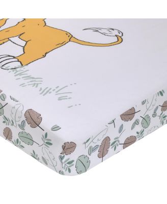 Disney Lion King Teal, Sage, White and Gold Simba Future King Cotton Photo Op Fitted Crib Sheet