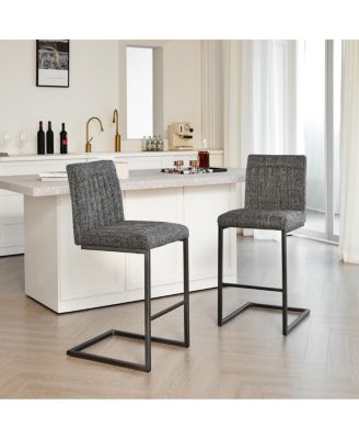 Speckled Gray Tufted Bar Stool - 2 Sets