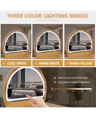 Streamdale 39" Lighted Mirror Vanity Table - Natural