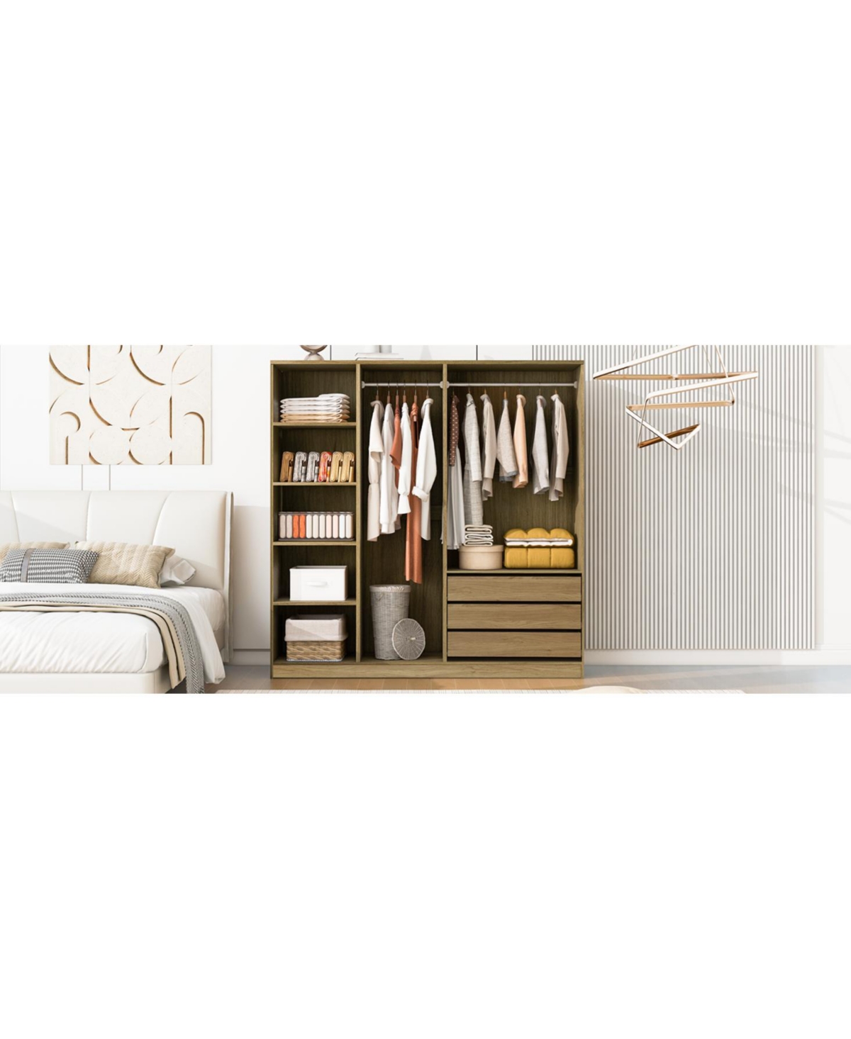 Streamdale Furniture Modern Open Wardrobe with Drawers & Shelves