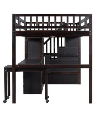 Full-Size Multifunctional Loft Bed with Staircase and Storage