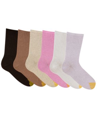 Women's Ribbed Crew Length Socks, 6-Pack