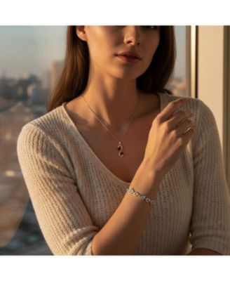 Romantic Red Infinity Heart Necklace and CZ Multi-Heart Bracelet Jewelry Set Sterling Silver