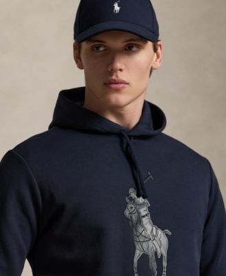 Men's Leather-Pony Double-Knit Hoodie