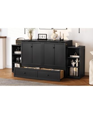 Full size Murphy bed with storage drawers & shelves