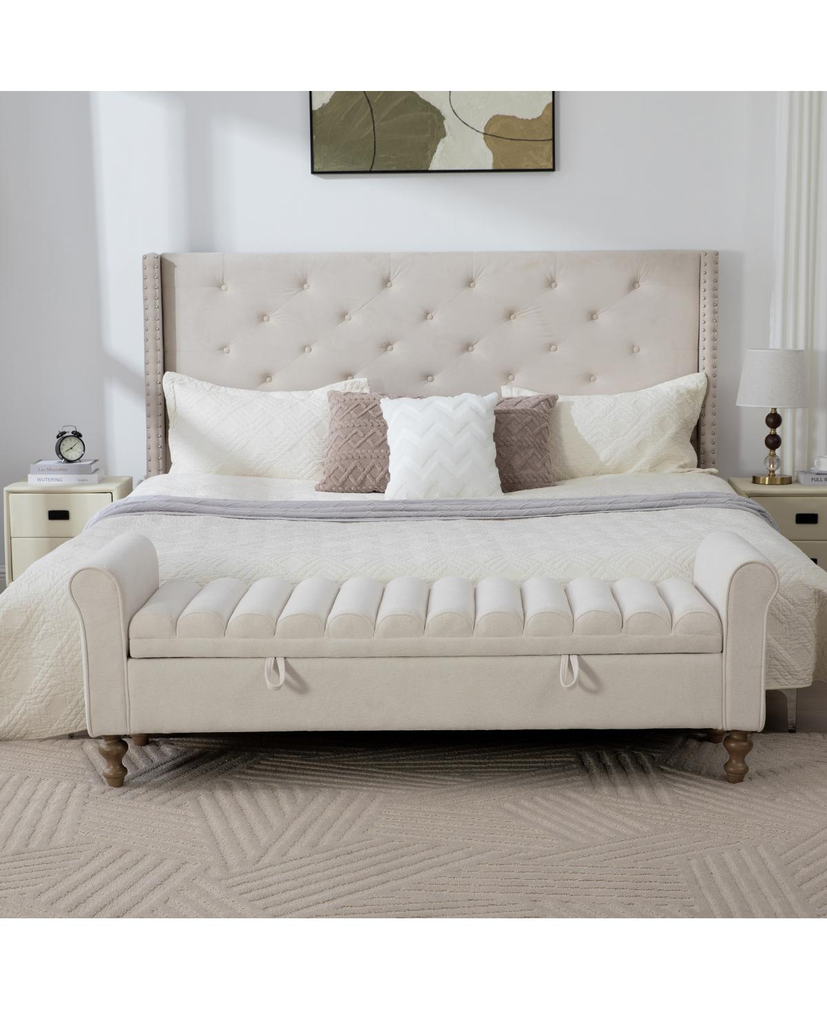 Streamdale Furniture Modern Upholstered Storage Bench - Beige