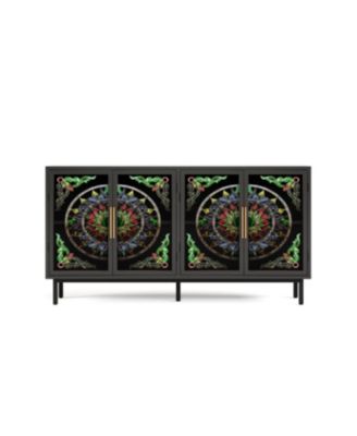 Streamdale Decorative 4-door cabinet with painted glass and metal frame