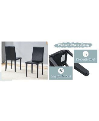 Minimalist PU Leather Dining Chair with Metal Legs