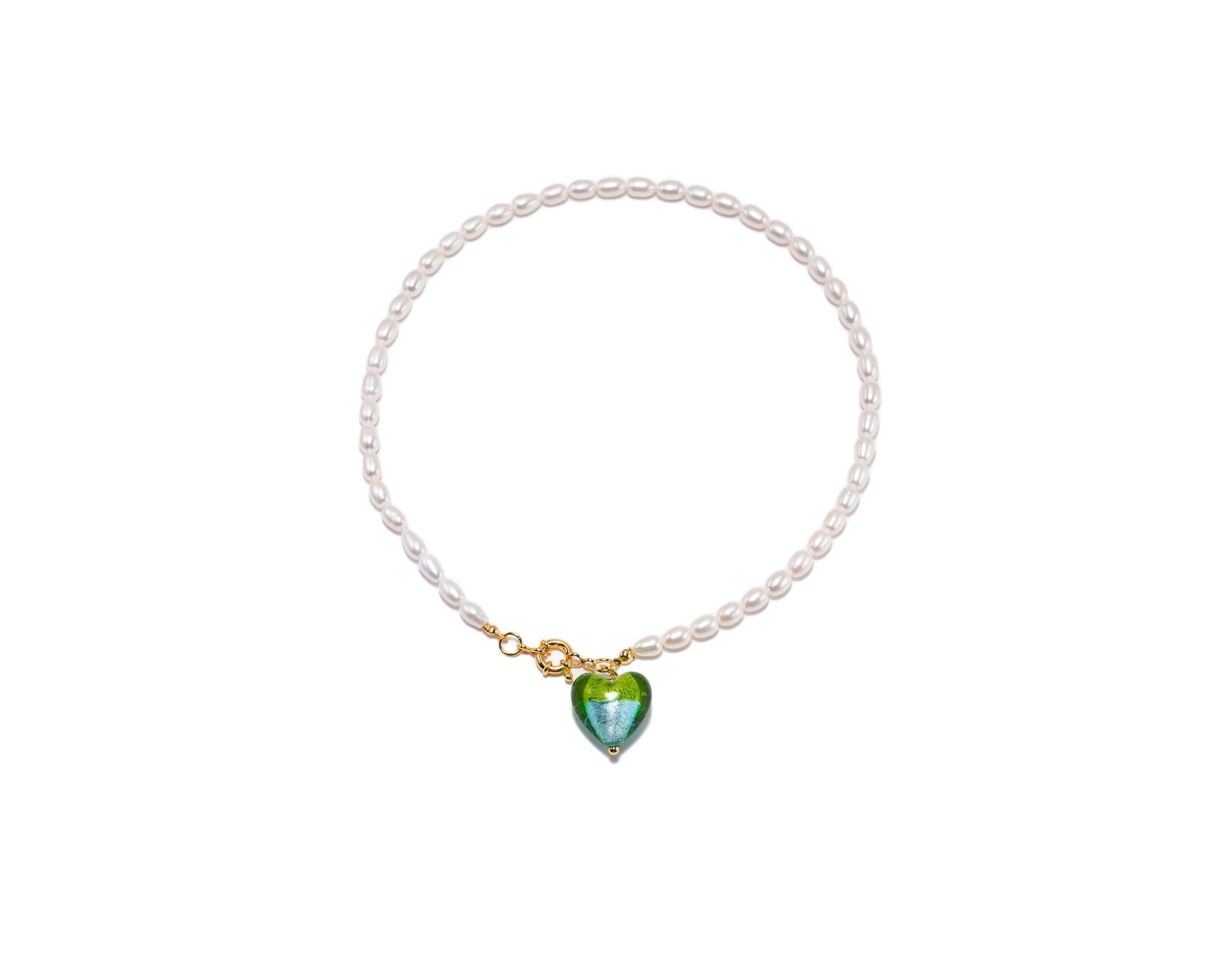 Esmee Glaze Heart Pendant Baroque Pearl Necklace