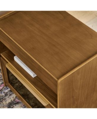 Mid Century Modern Nightstand with Charging Station & 2 Drawers