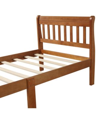 Wood Platform Bed Twin Sleigh Bed Frame with Headboard/Footboard
