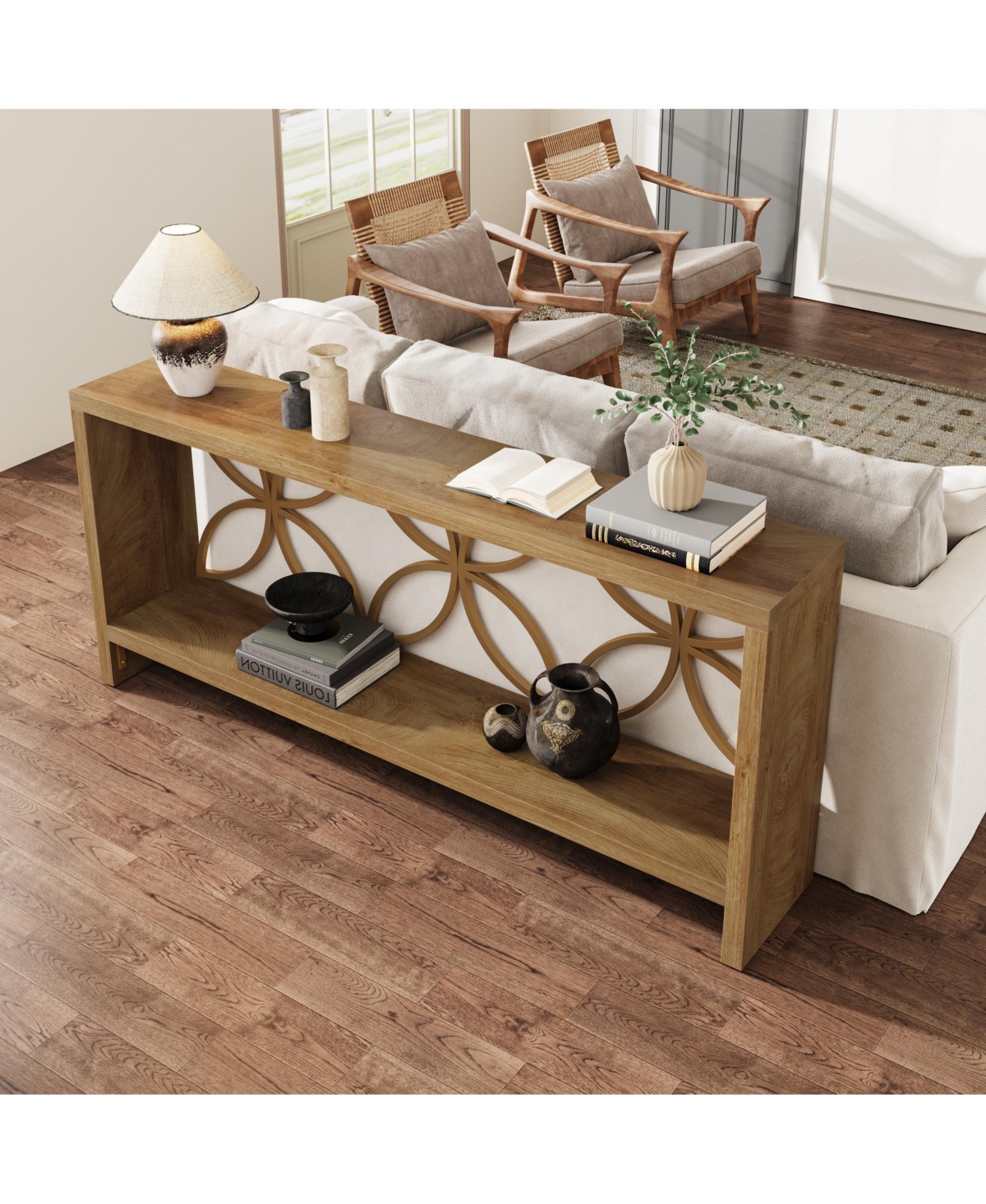 Tribesigns 70.9-Inch Narrow Sofa Table, Industrial Long Sofa Table Behind Couch, Entry Console Table with Storage for Entryway, Living Room, Foyer