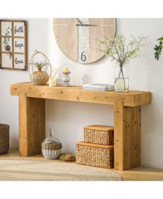 63" Solid Wood Console Table - Rustic Farmhouse Sofa Table