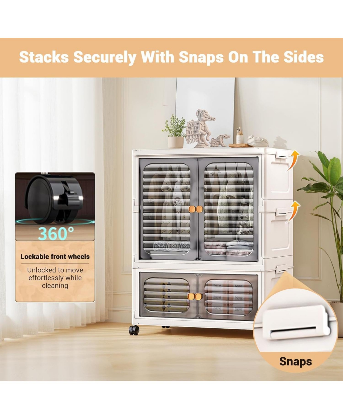 gaomon Pet Wardrobe Closet, Stackable Storage Cabinet, Clothes Cabinet with Doors