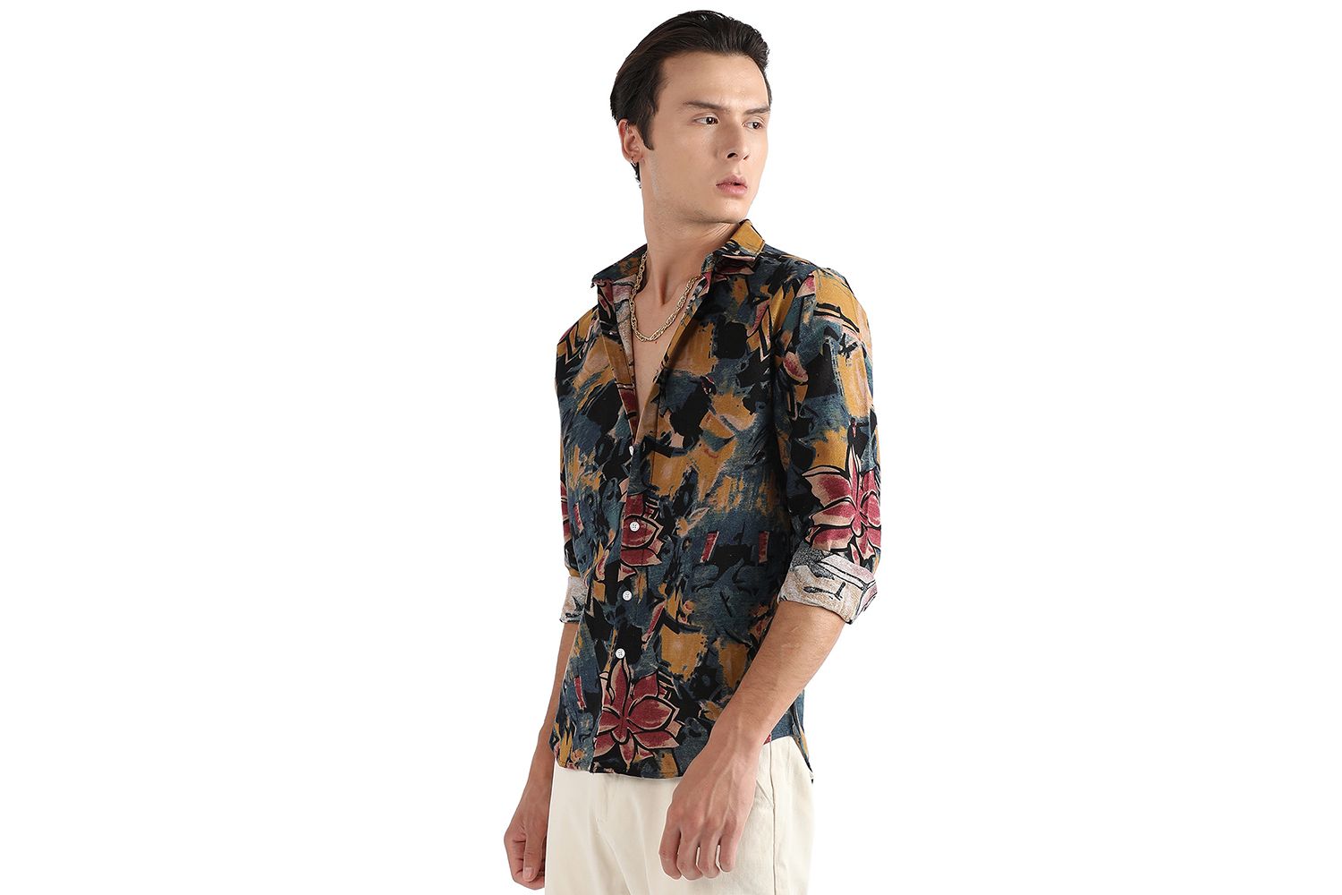 Men's Multicolour Artistic Flowers Shirt
