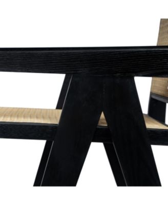 27", Modern Minimalist Bar Stool with Cane Seat, Solid Wood Frame