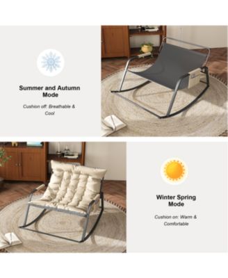 Rocking Chair with Storage, Cushions, Armrests - Indoor/Outdoor (Off White